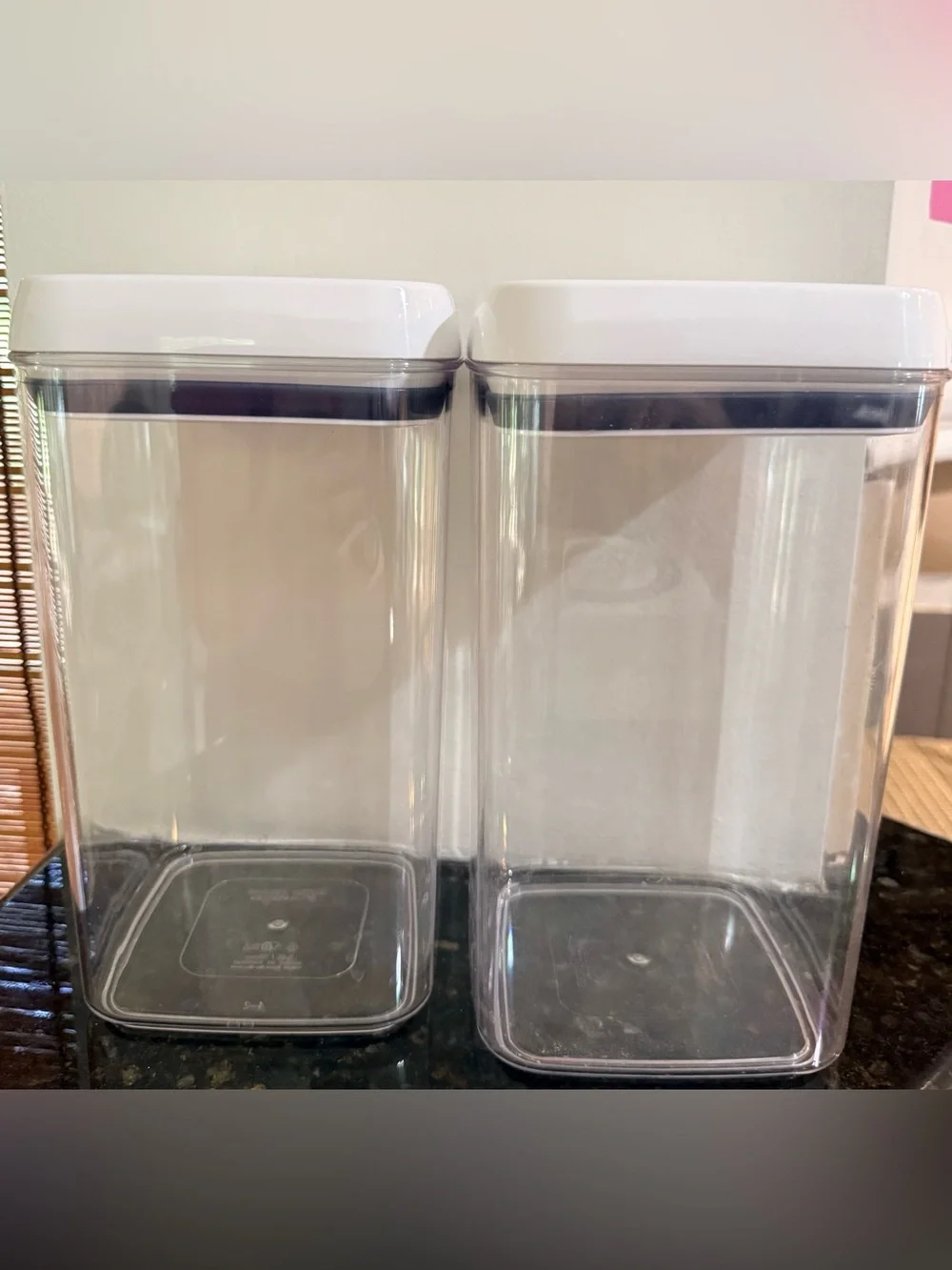 Clear Plastic Pantry Canisters with White Lids - Set of 2-2.4 L/10 cup